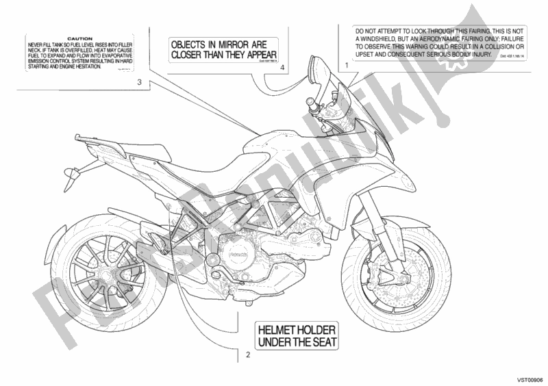 Tutte le parti per il Etichette Di Avvertimento del Ducati Multistrada 1200 ABS USA 2012